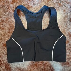 Fabletics Black Sports Bra with White Accents